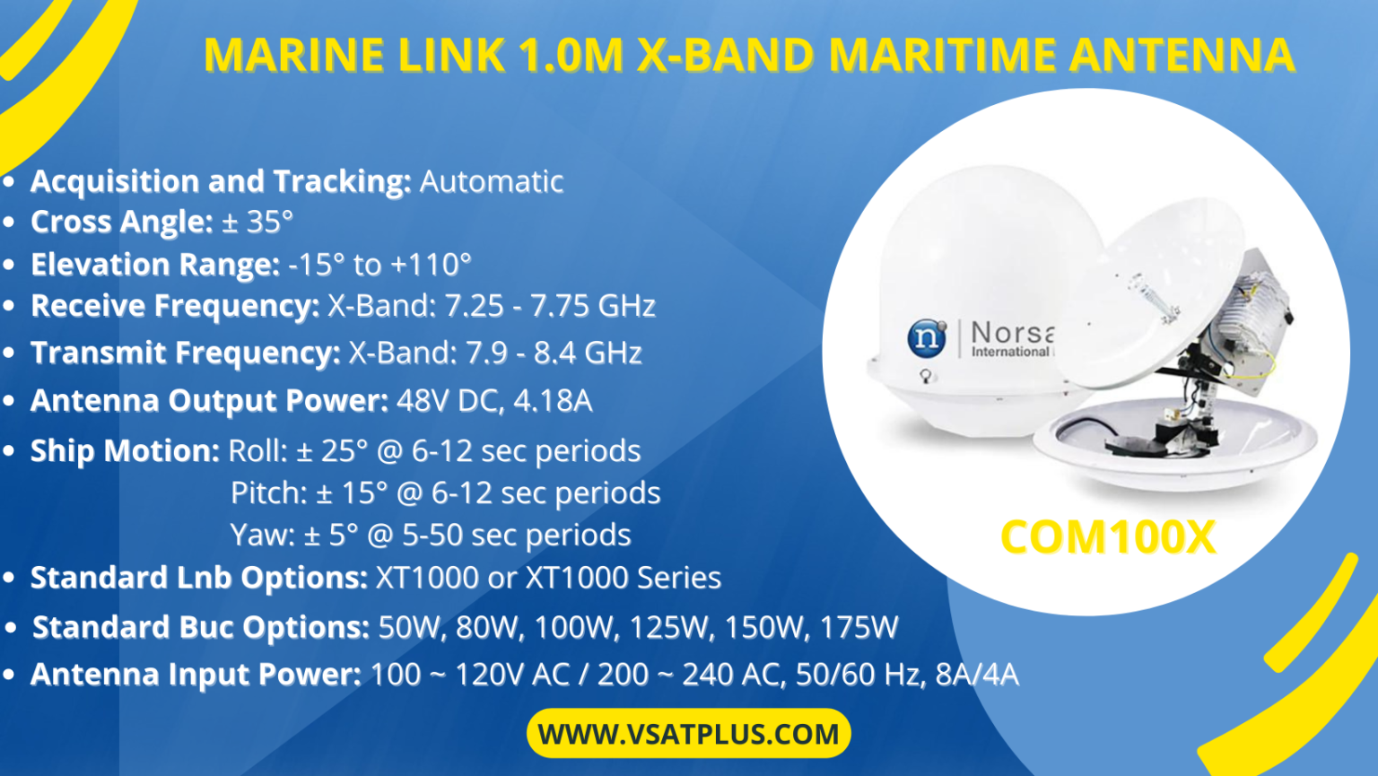 MarineLink 1.0 M X-Band Maritime Antenna (COM100X) - VSATPlus