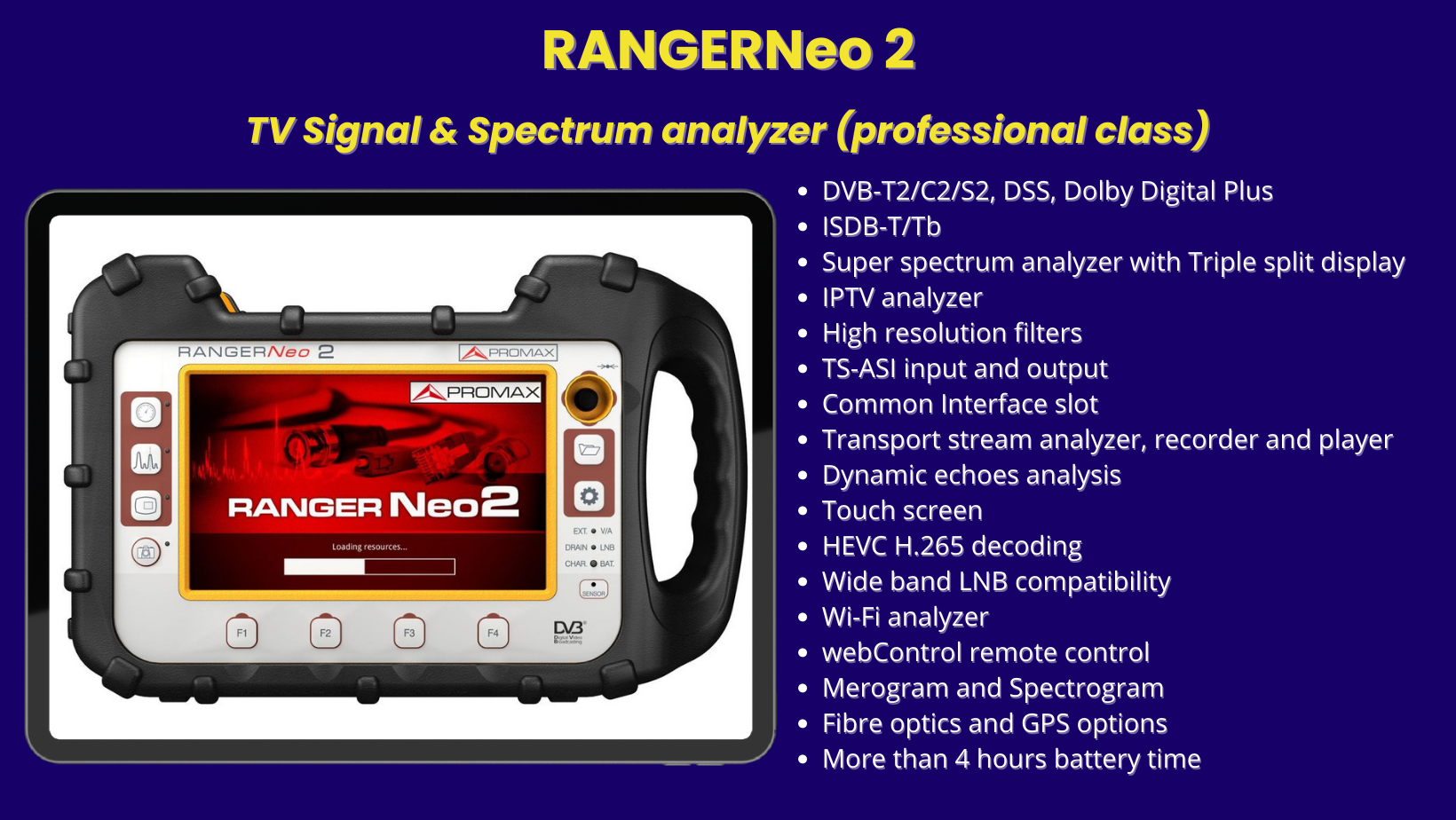 RANGERNeo 2: TV Signal & Spectrum analyzer (professional class) - VSATPlus