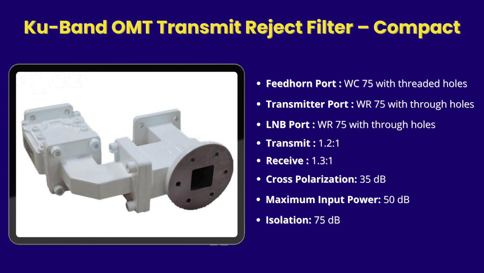 Ku-Band OMT Transmit Reject Filter – Compact - VSATPlus