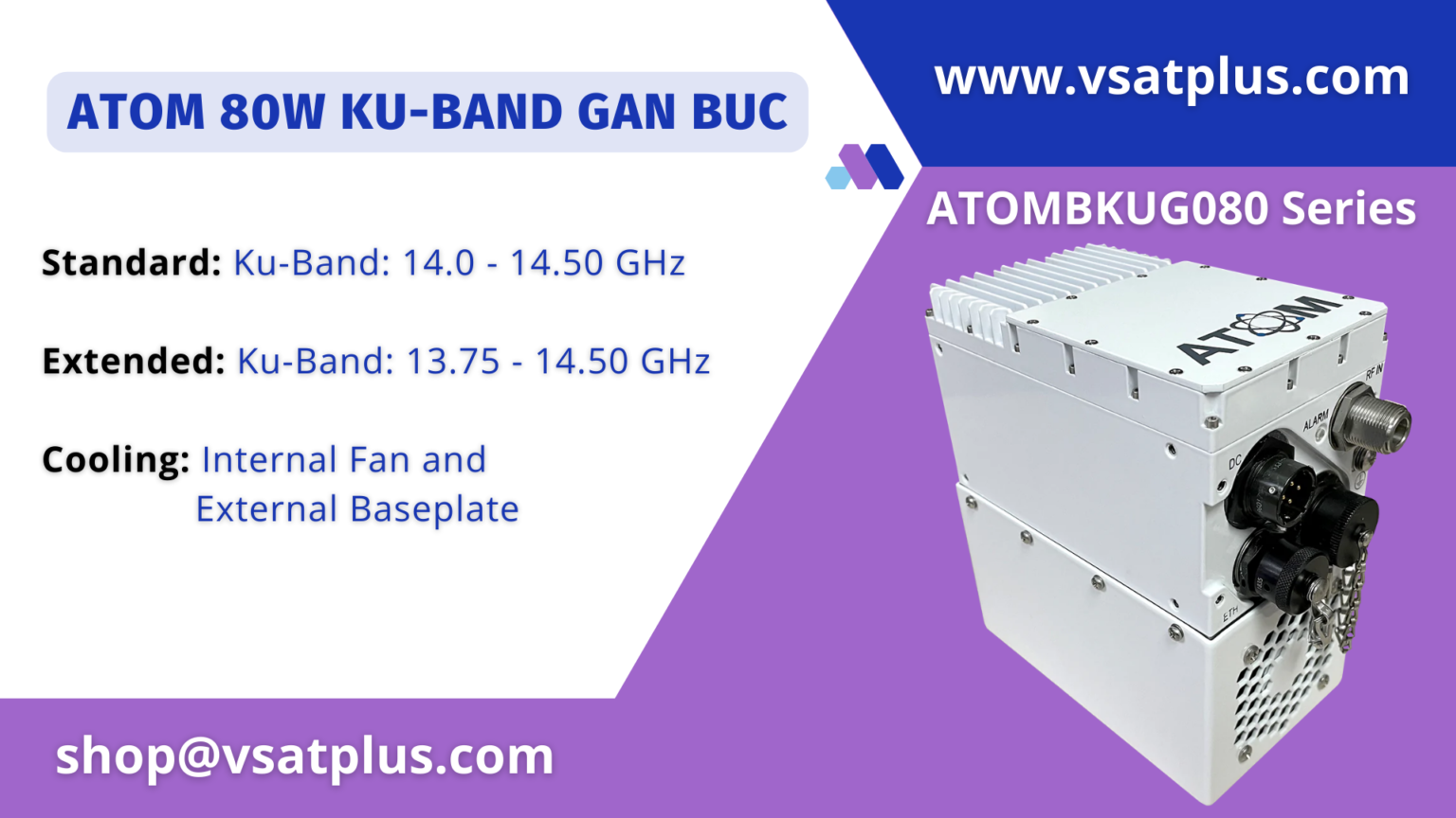 ATOM 80W Ku Band GaN BUC VSATPlus